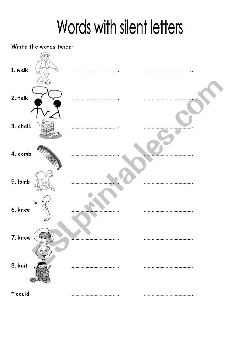 words with silent letters worksheet