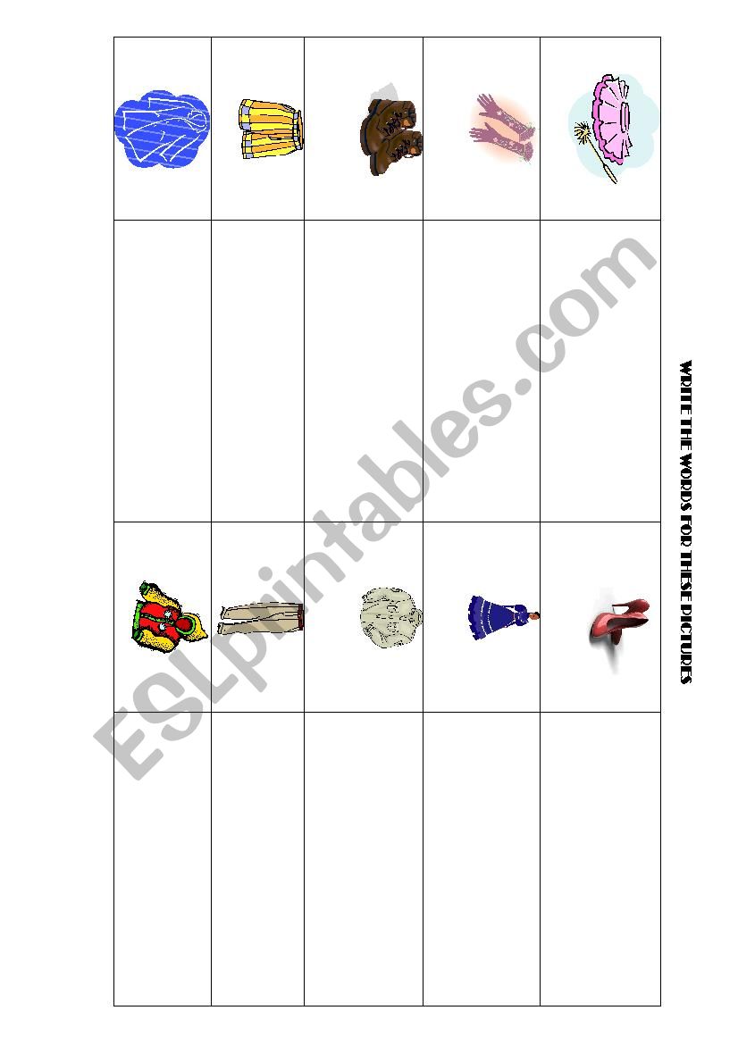 clothes worksheet