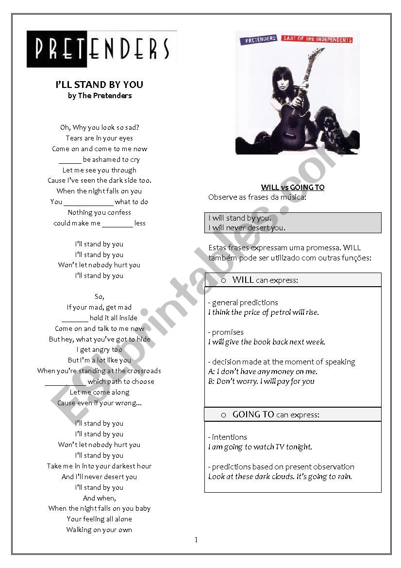 THE PRETENDERS - Stand by you - LISTENING Song activity (With Key!) - Promises - Will X Going to