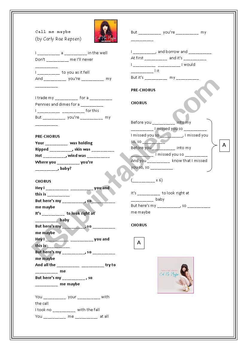 Call me Maybe worksheet