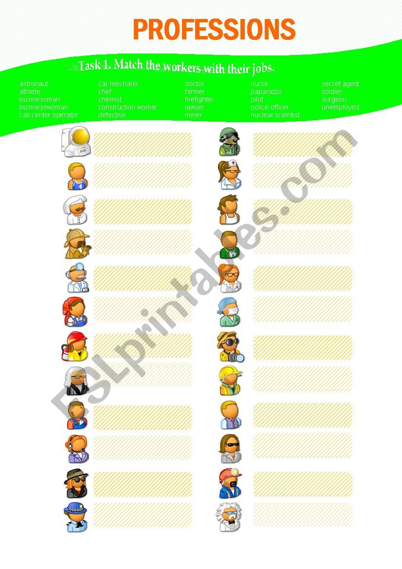 occupations worksheet