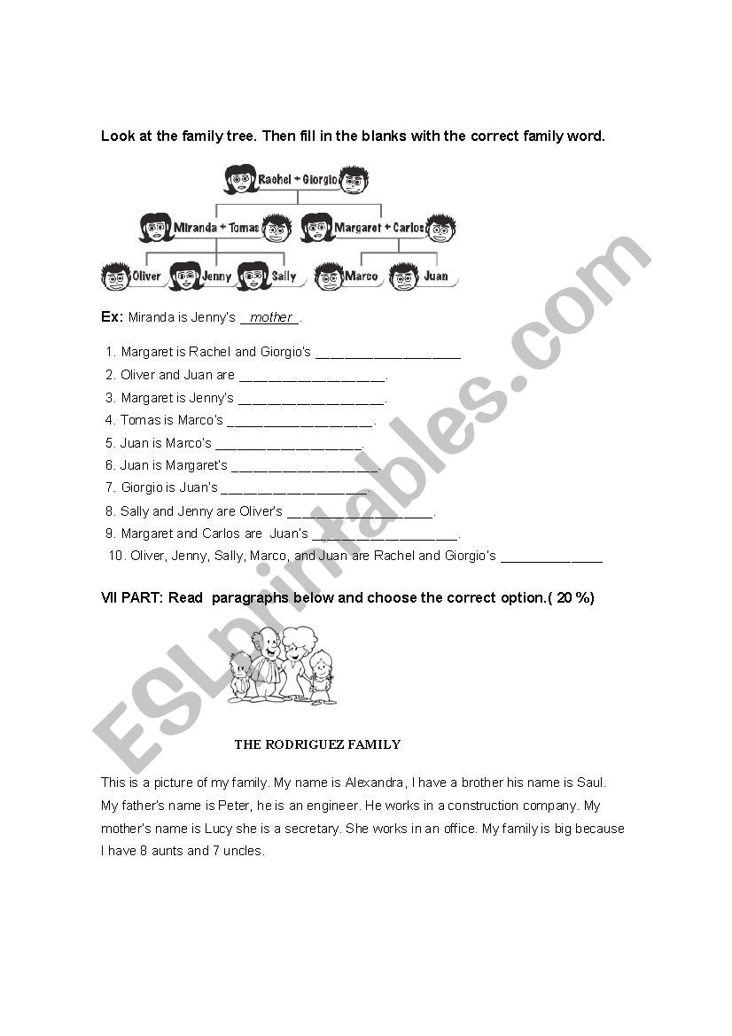 Family tree worksheet