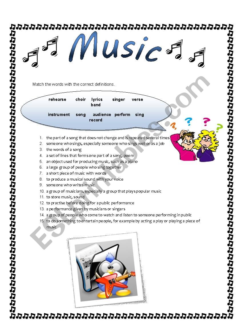 Basic vocabulary about Music  worksheet