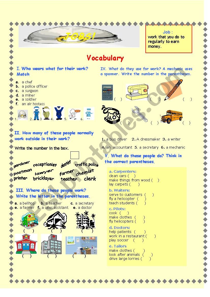 JOBS VOCABULARY worksheet