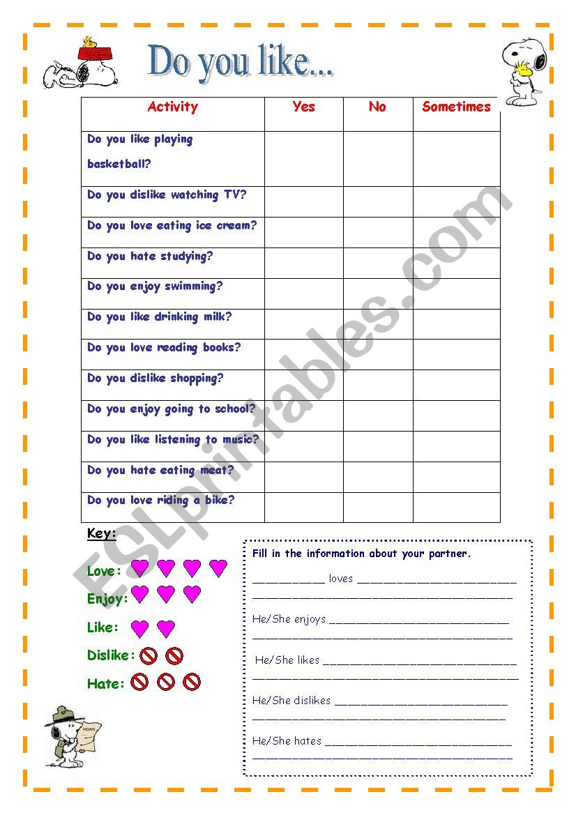 family worksheet