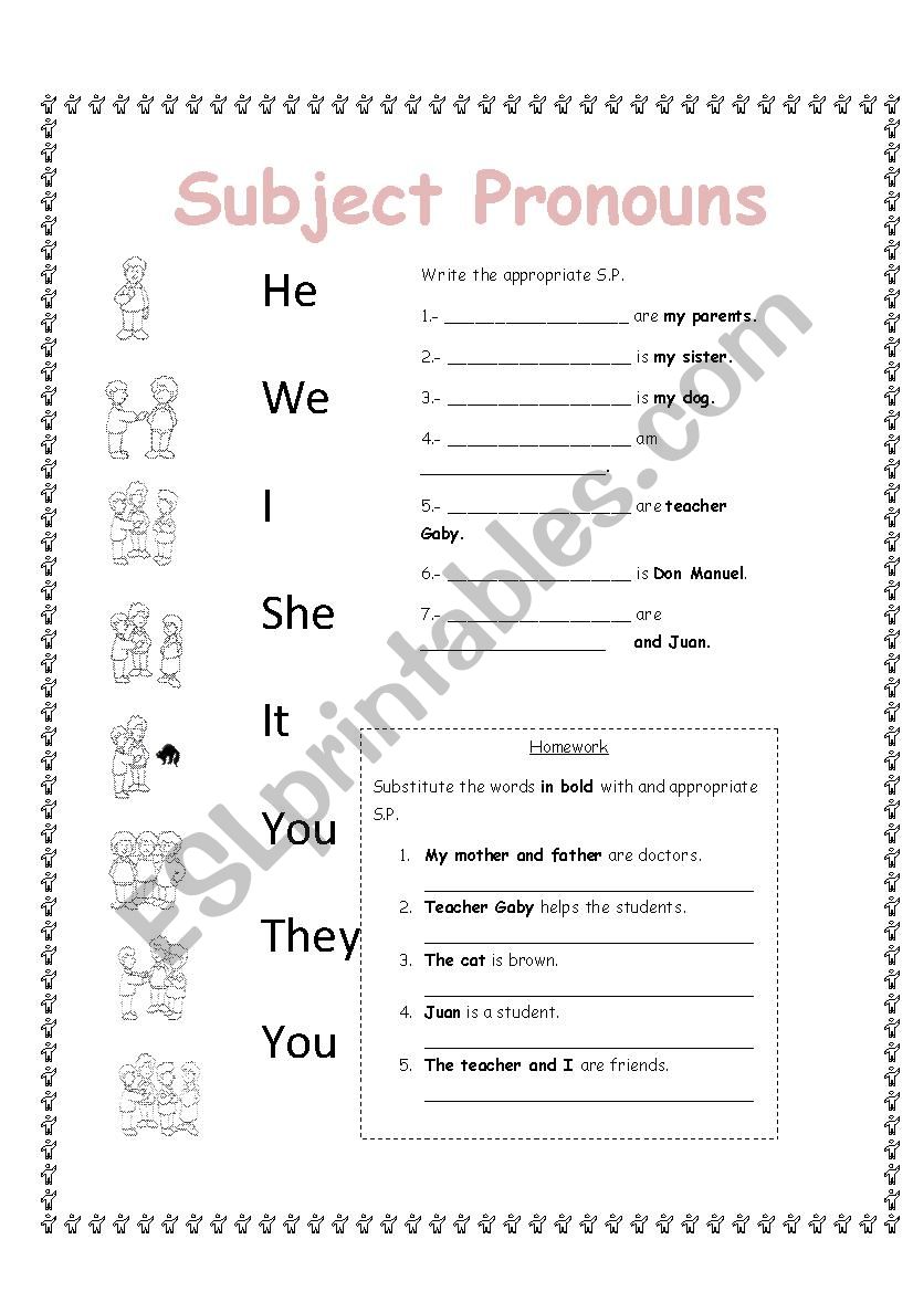 Subject Pronouns worksheet