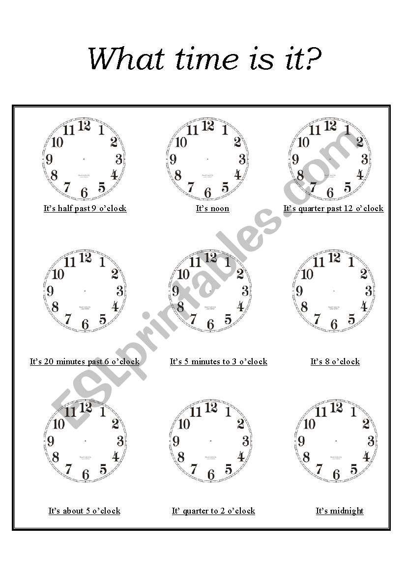 What time is it? worksheet