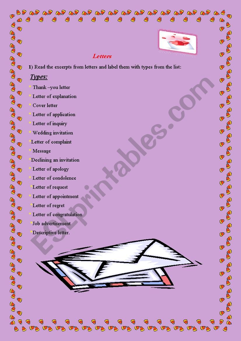 Letters worksheet