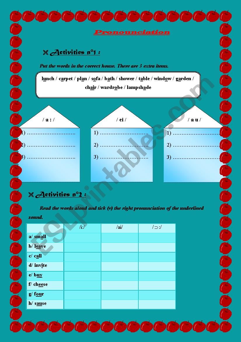 Pronounciation worksheet