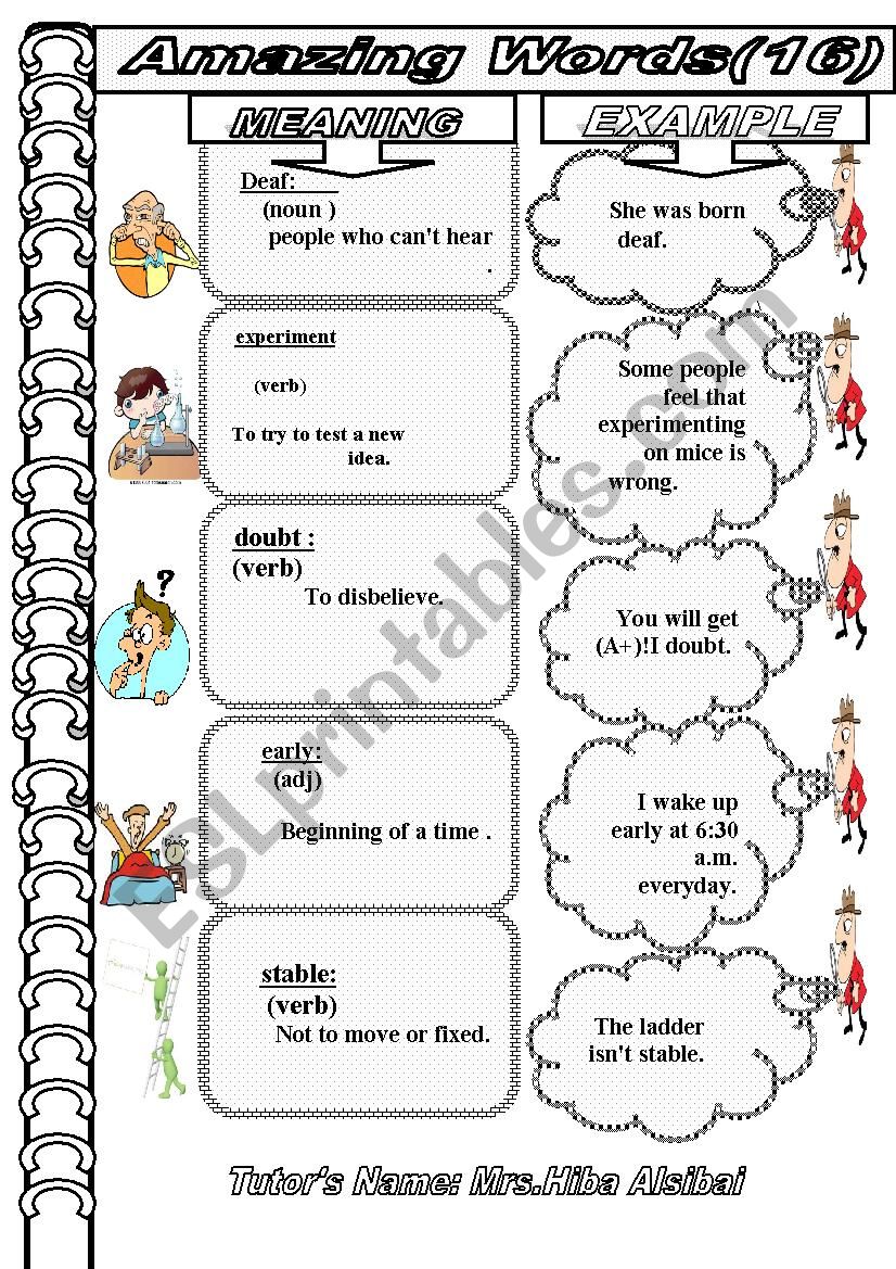 AMAZING WORDS worksheet