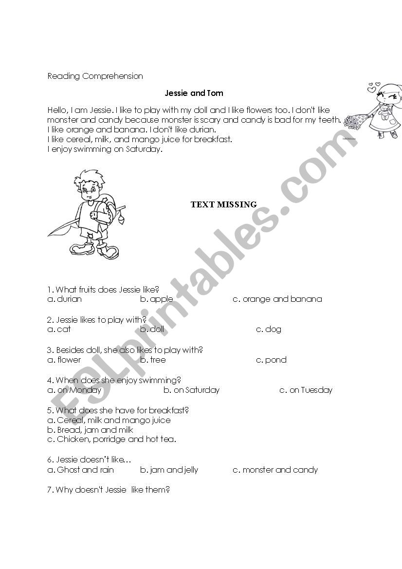 Jessie and Tom worksheet