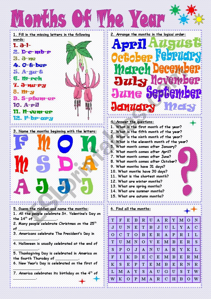 Months of the year worksheet