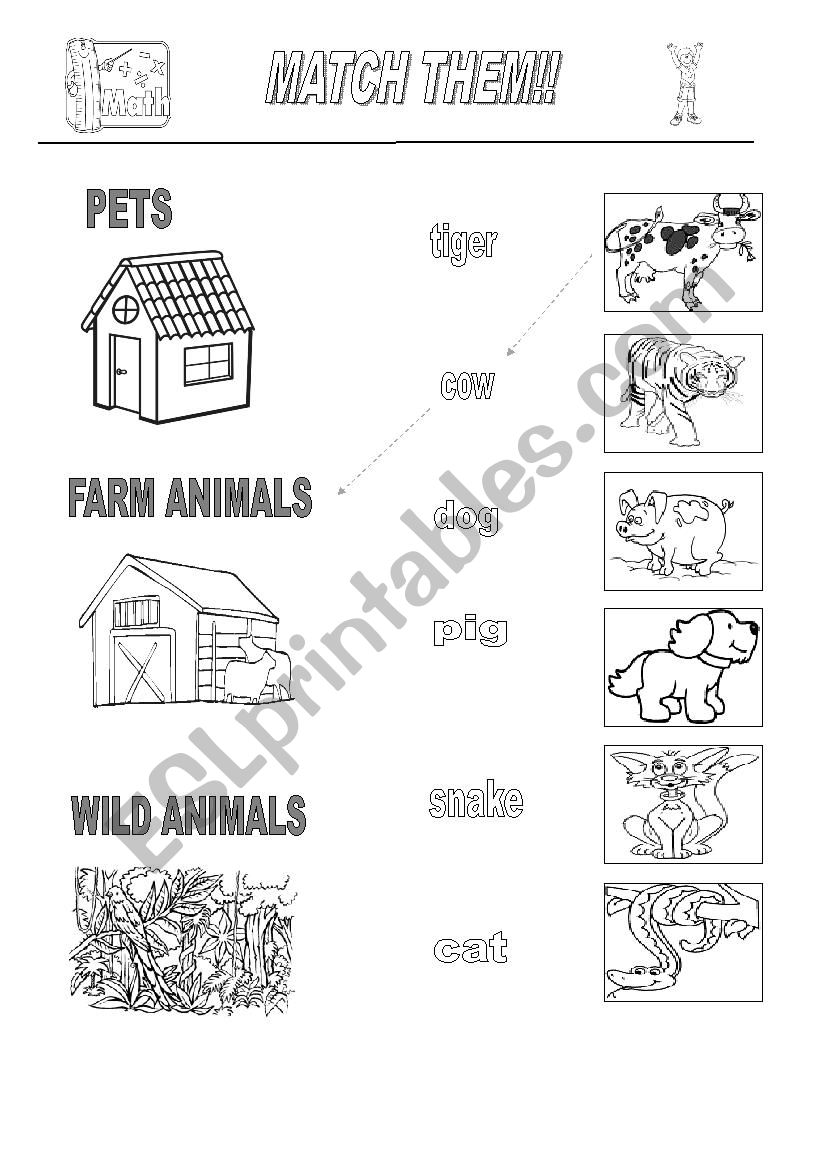 Pet - Farm - Wild - Animals worksheet