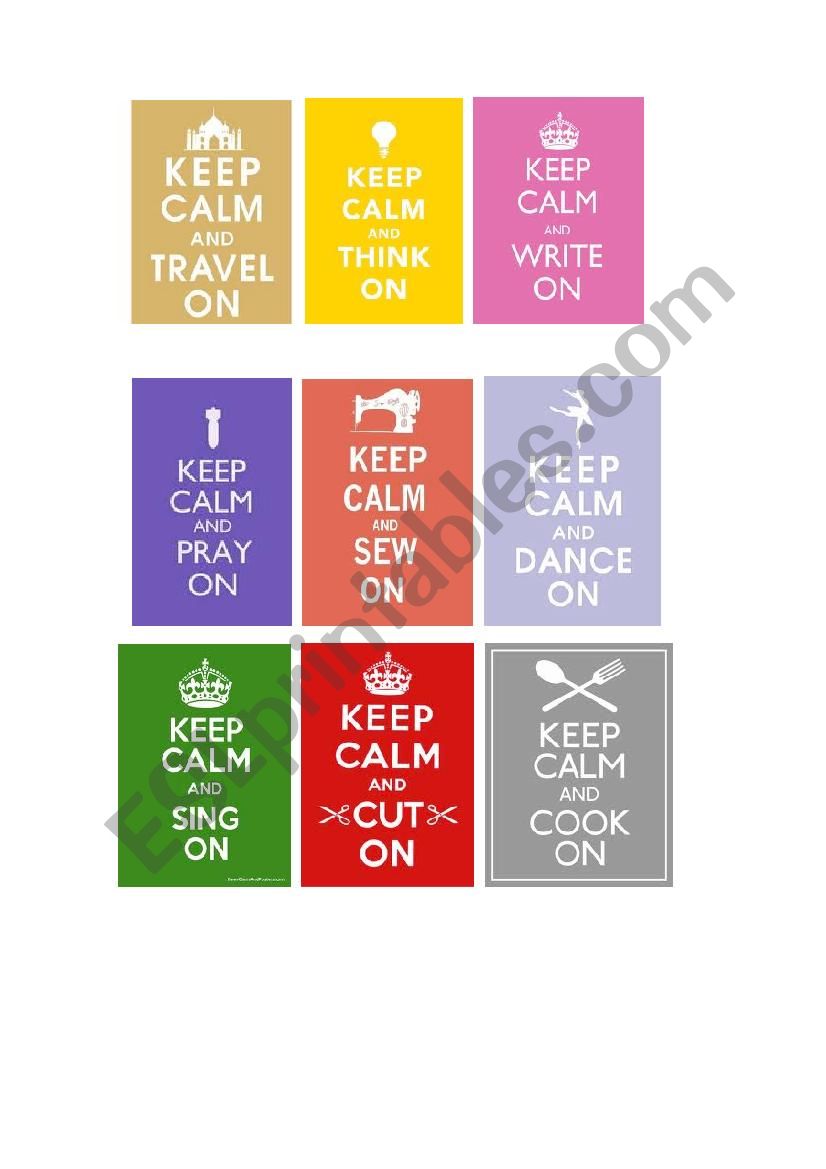 KEEP CALM GAME worksheet