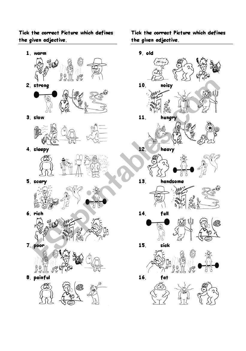 adjectives and opposittes worksheet