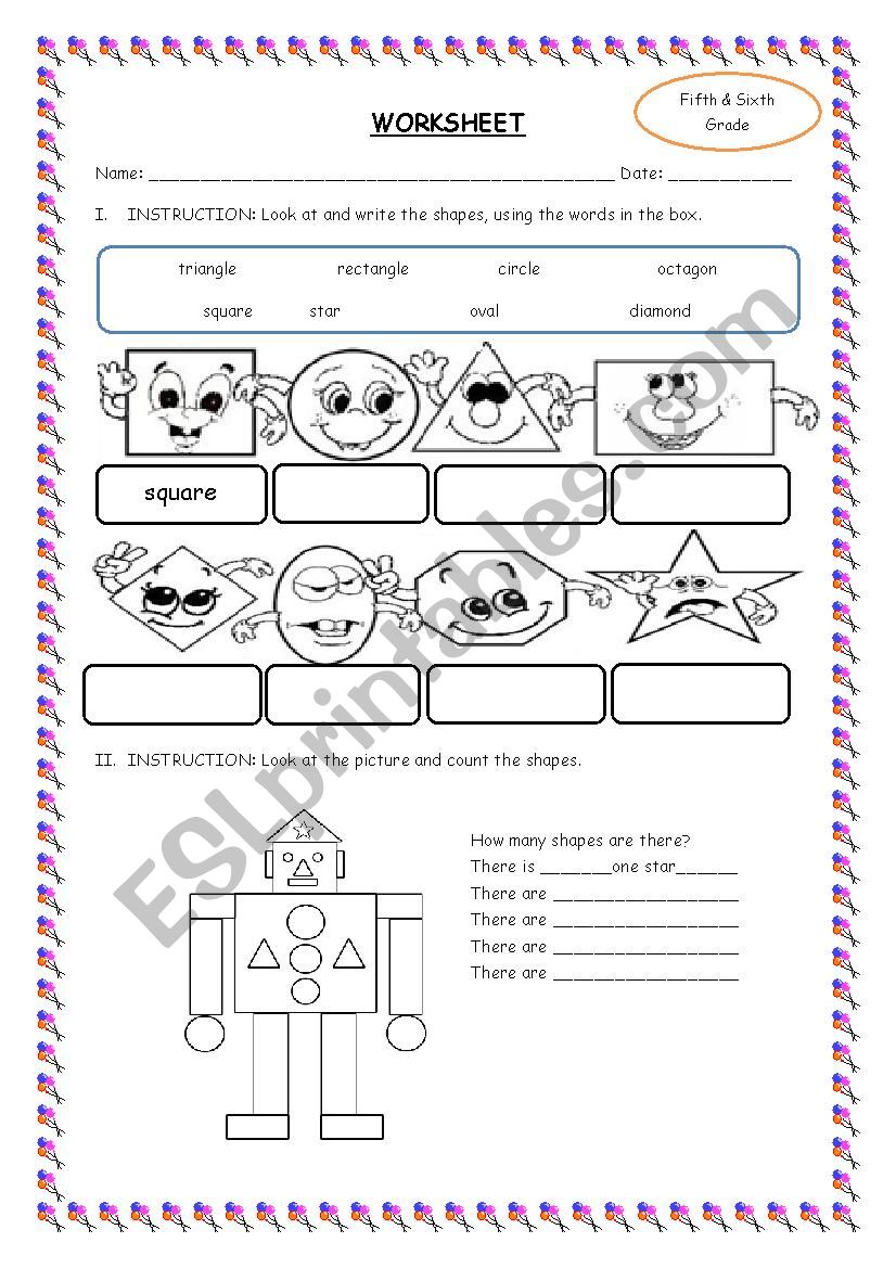 shapes worksheet