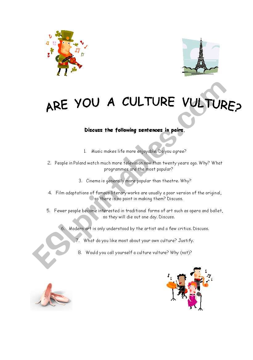 ARE YOU A CULTURE VULTURE? worksheet