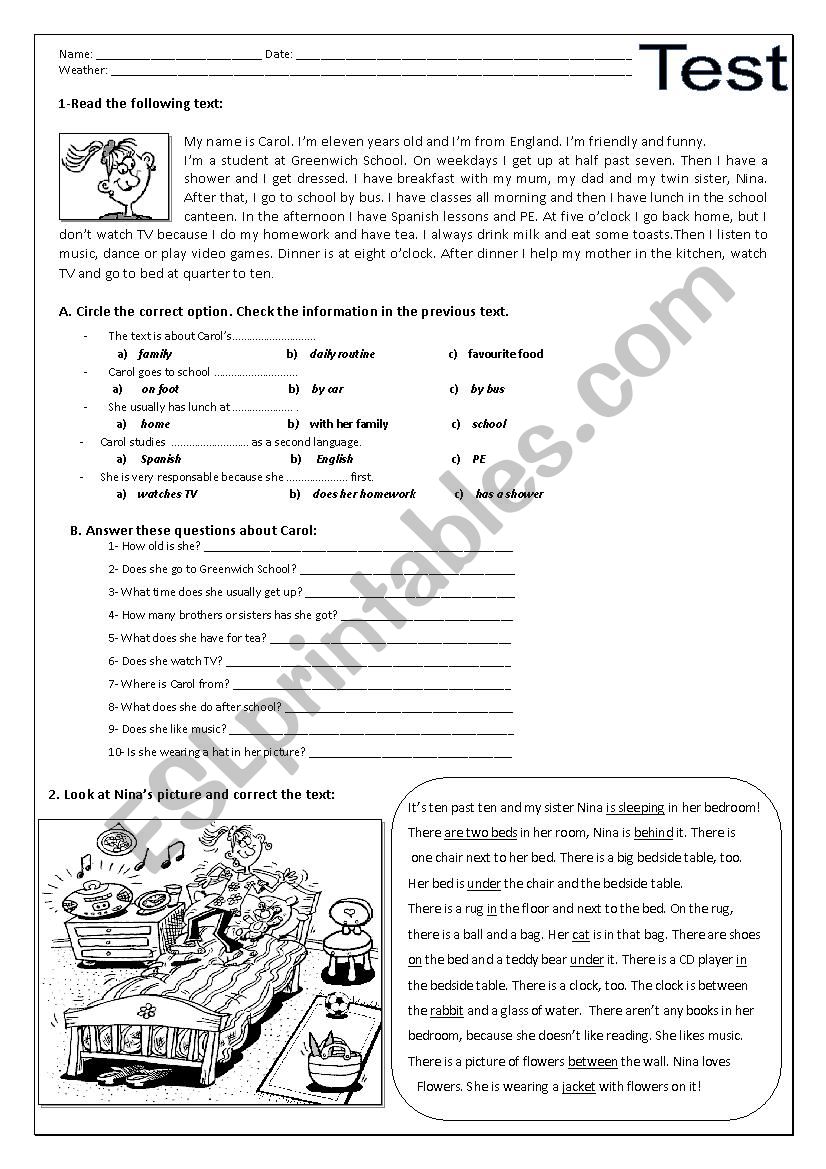 Easy Test   worksheet