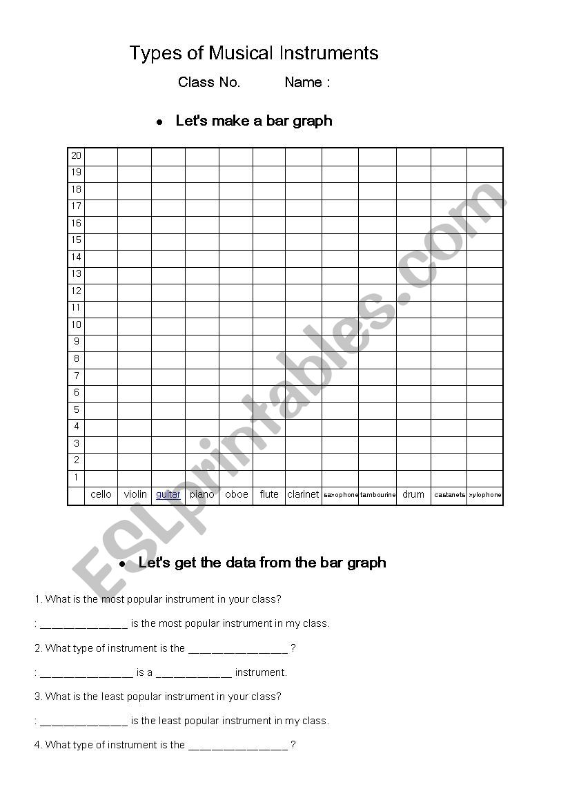 Musical instruments worksheet