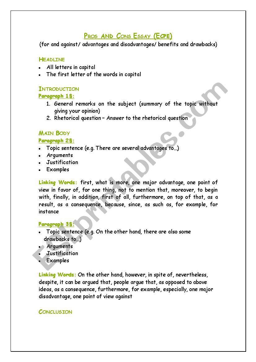 Pros & Cons ECPE worksheet