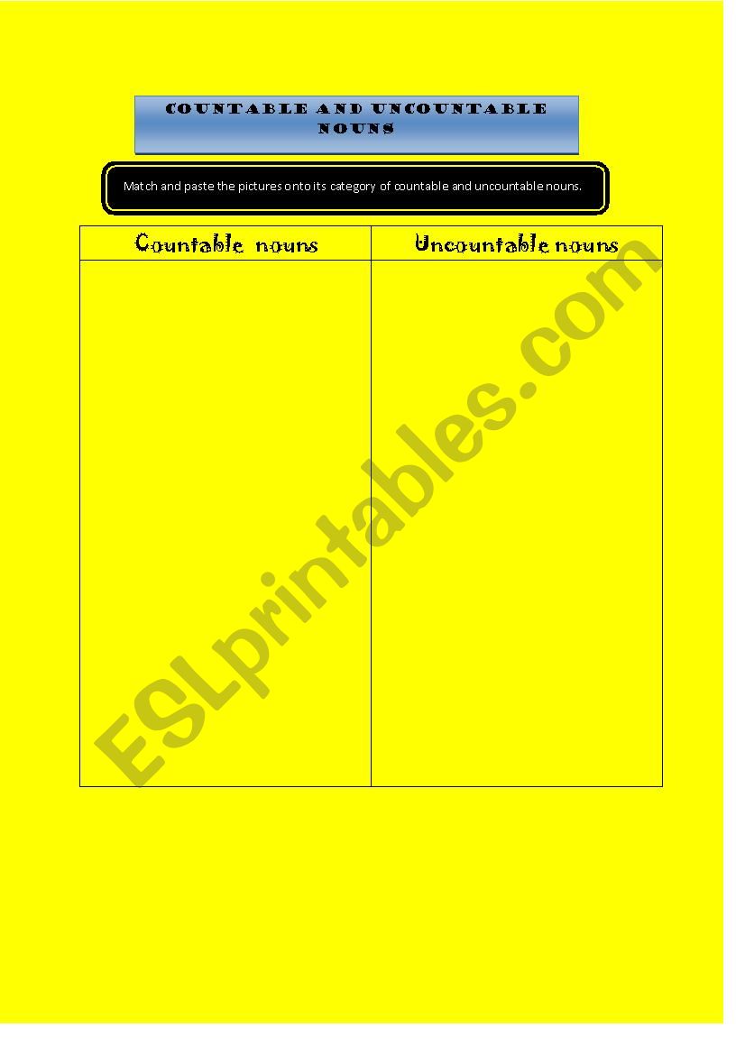 Countable Nouns - Food worksheet