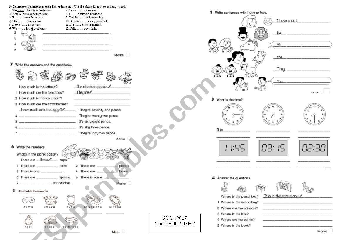 easy mixed worksheet