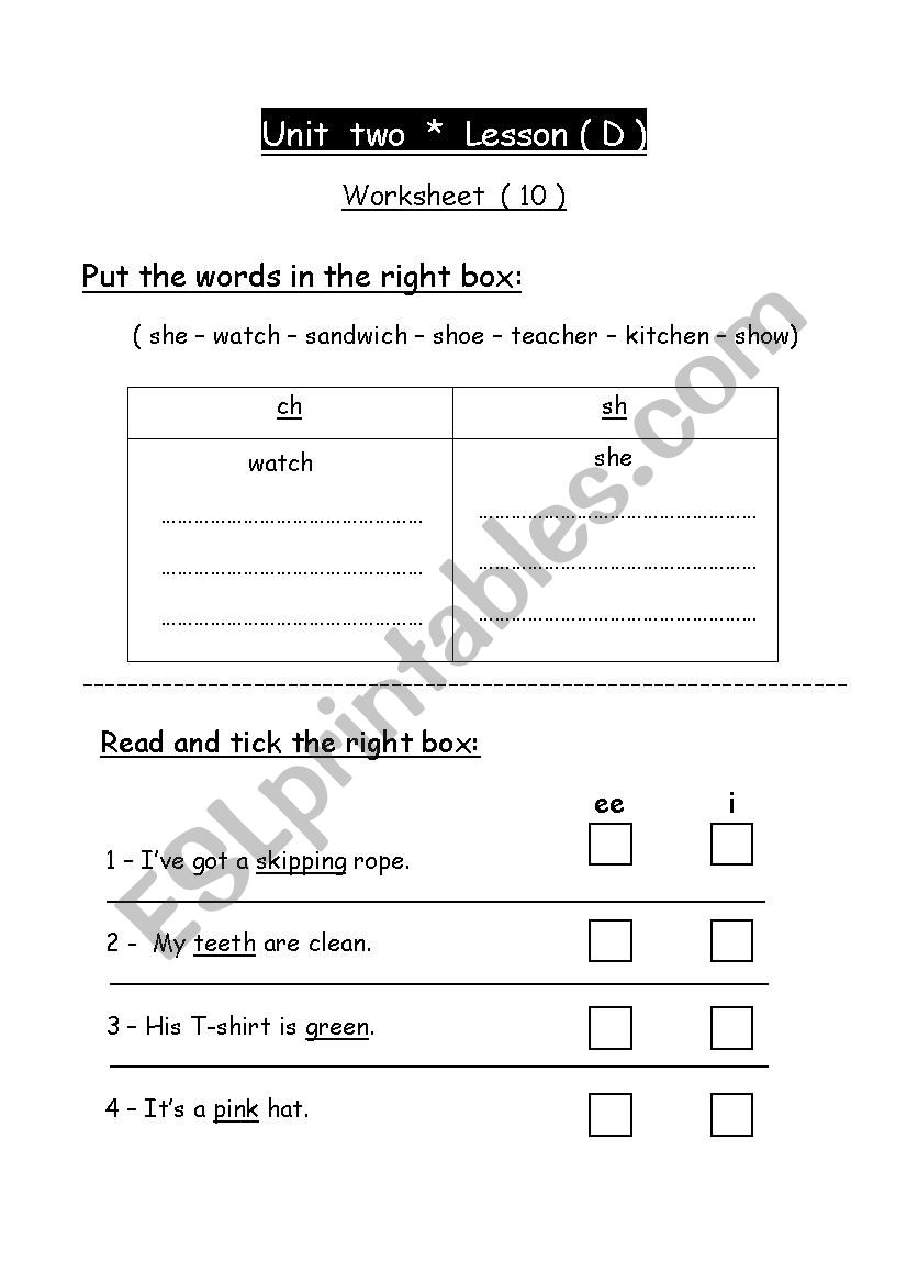 sounds worksheet