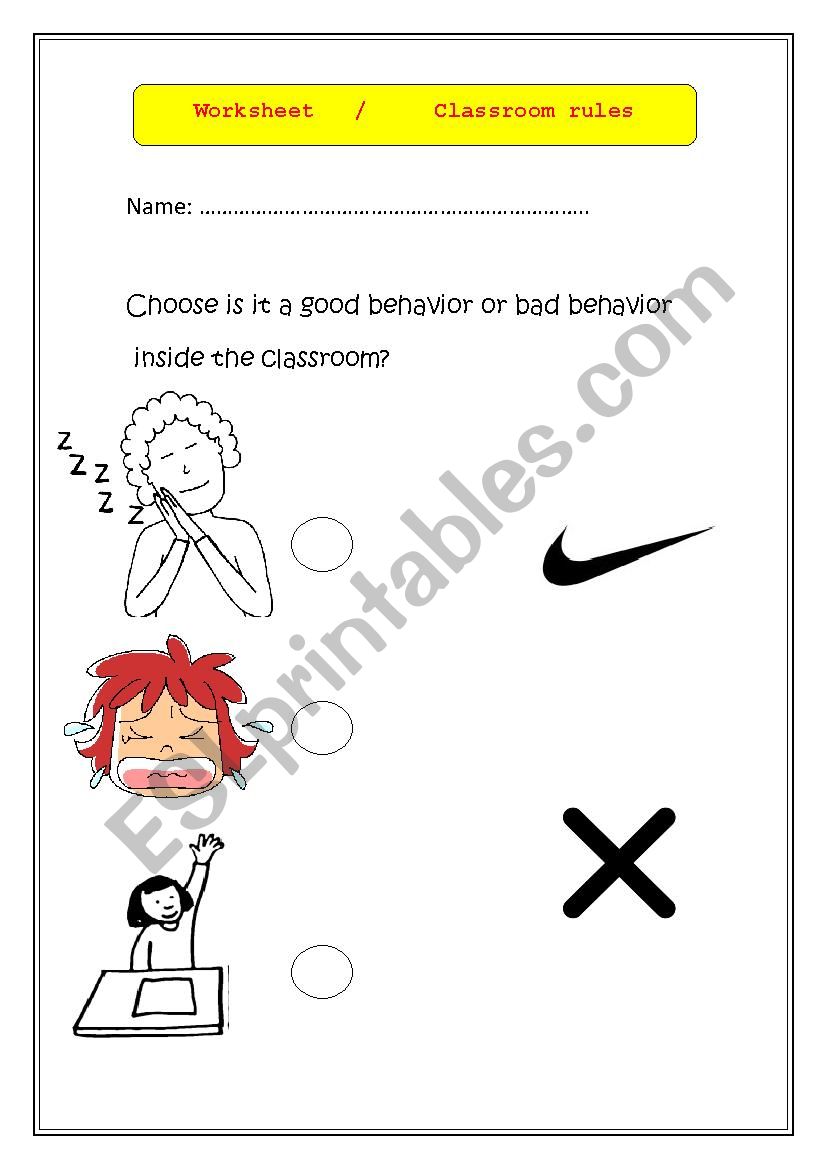 classroom rules  worksheet