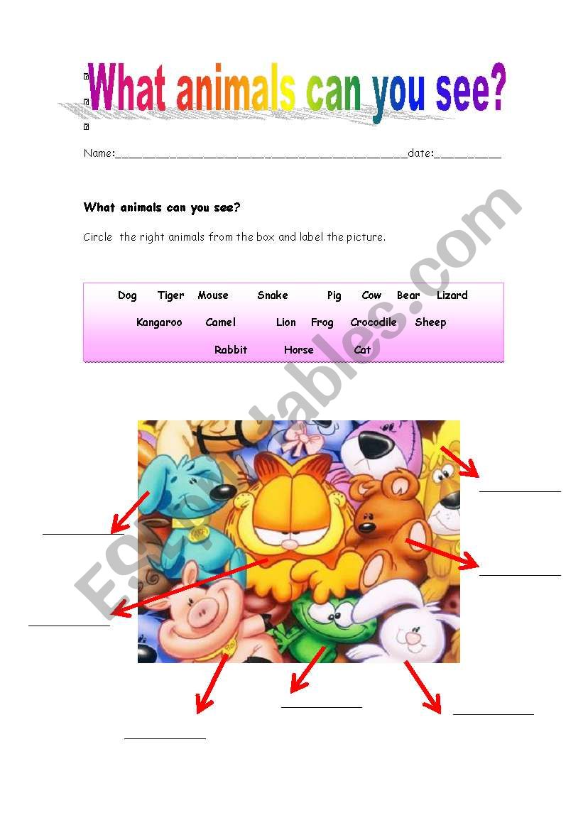 What animals can you see worksheet