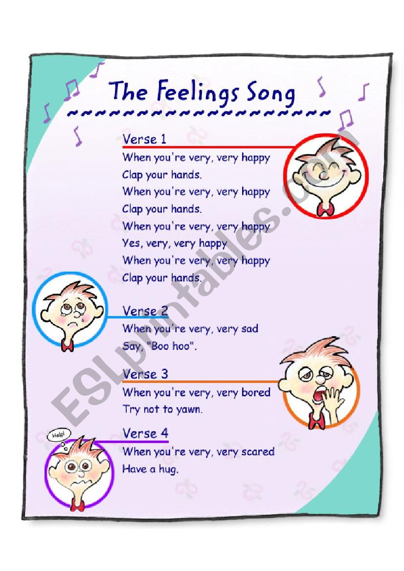 Feeling Song worksheet
