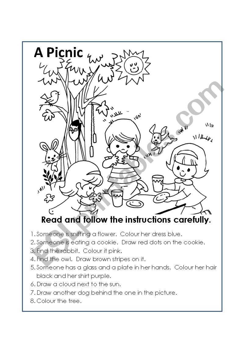 Picnic worksheet