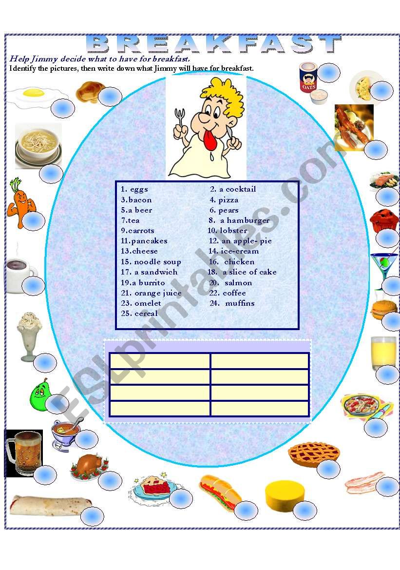 BREAKFAST worksheet