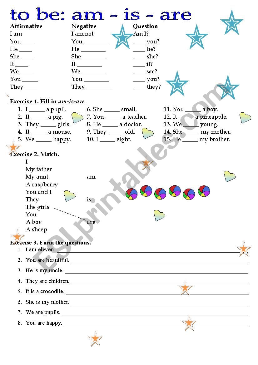 Verb to be worksheet