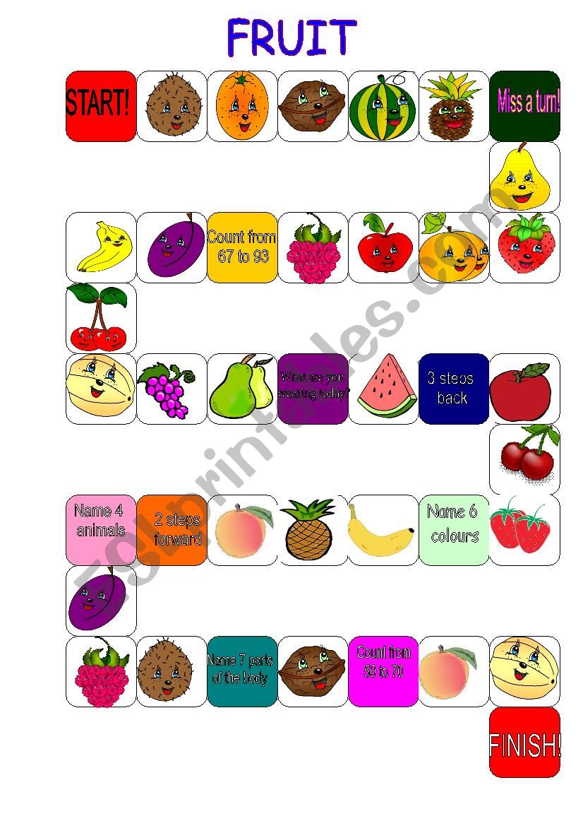 Fruit Board Game worksheet