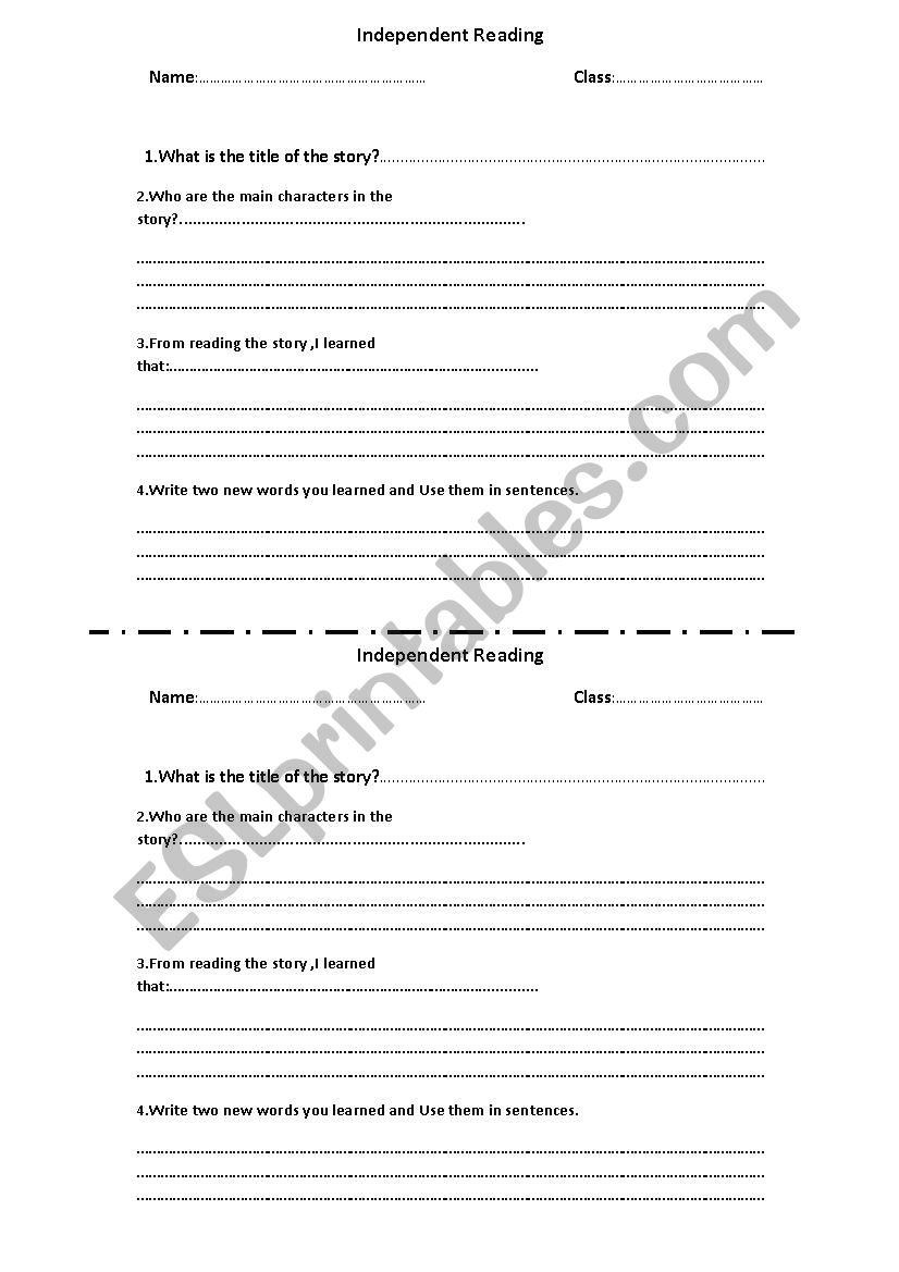 Independent Reading worksheet