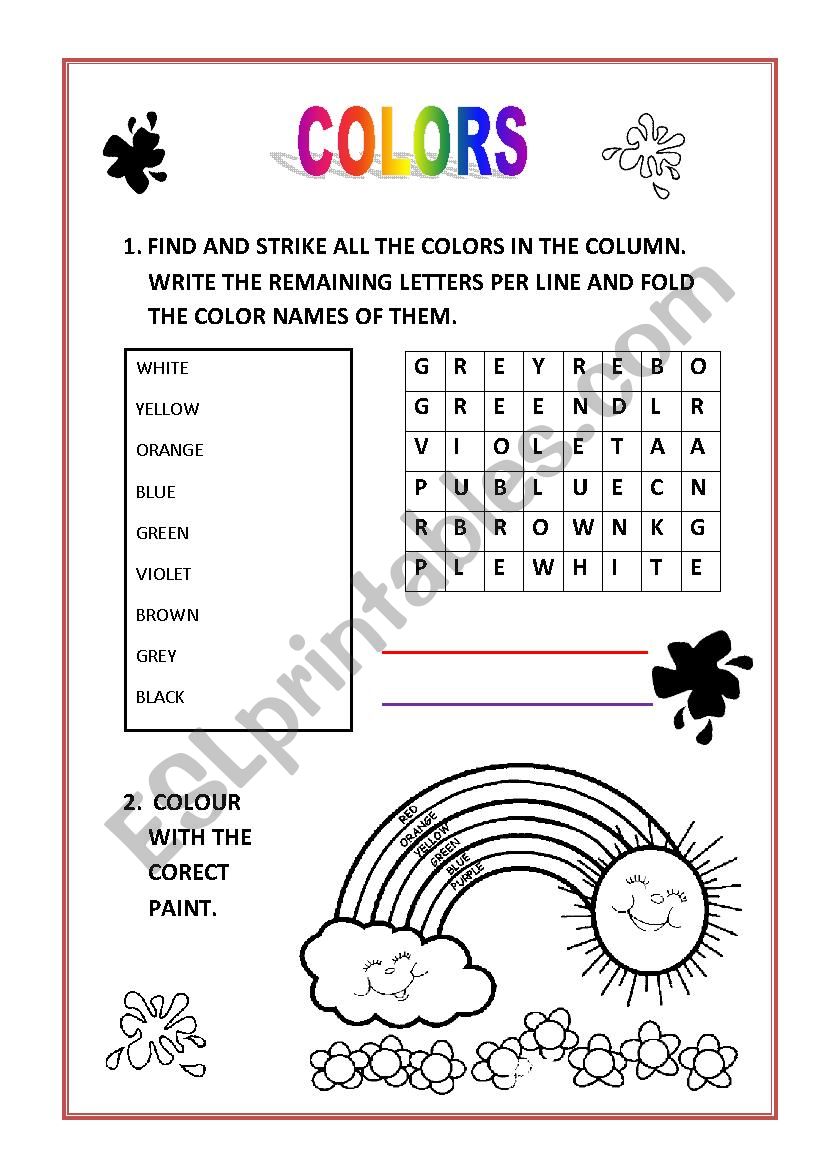 Colours worksheet