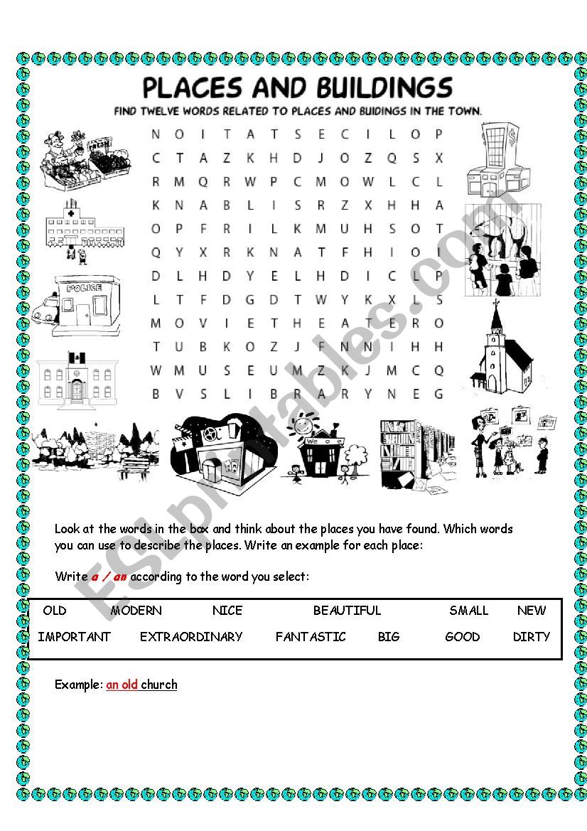 Places and Buildings worksheet