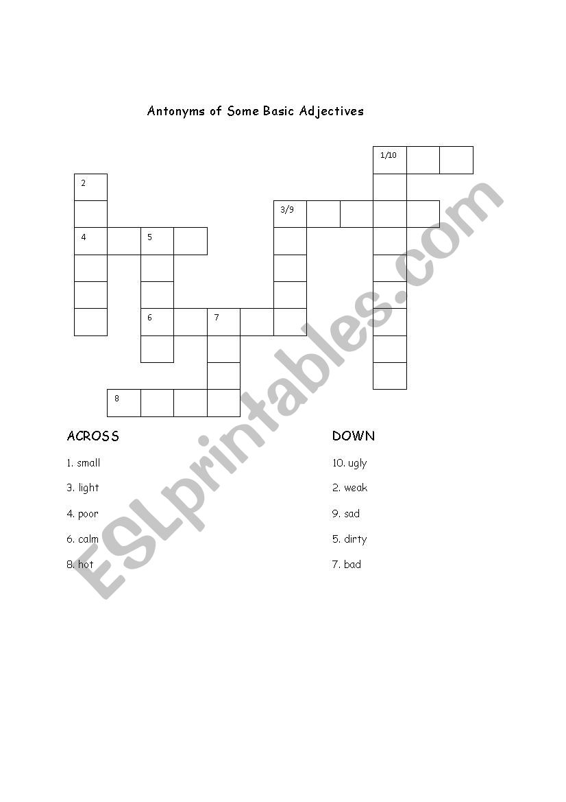 Antonyms Puzzle worksheet