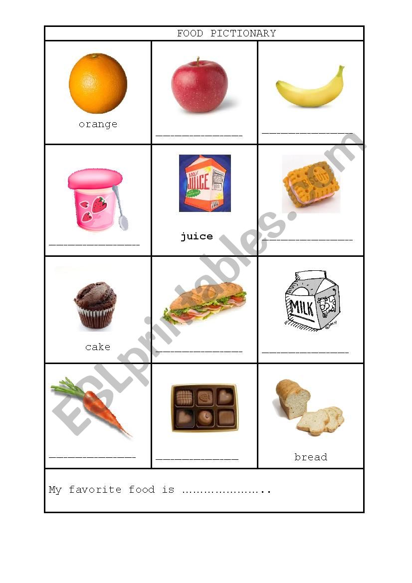 Food Pictionary worksheet