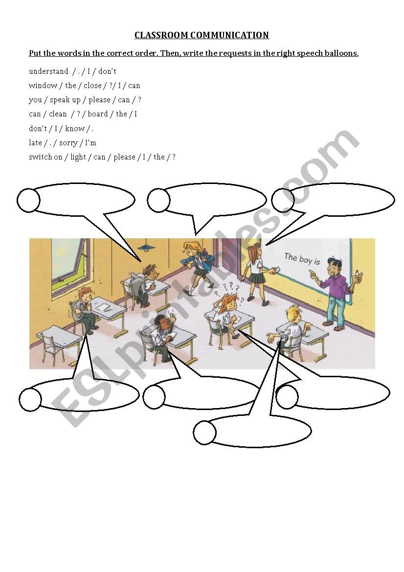 Classroom English exercise worksheet