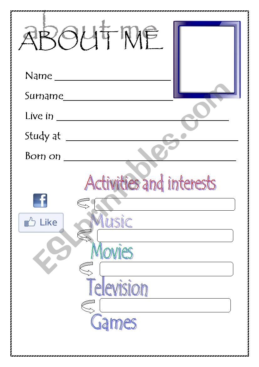 Portfolio front-page worksheet