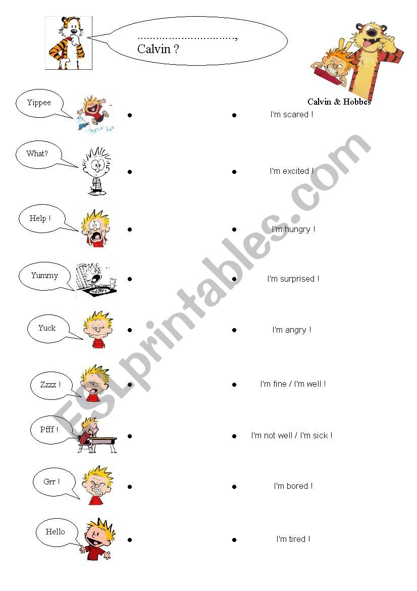 How are you, Calvin ?  worksheet