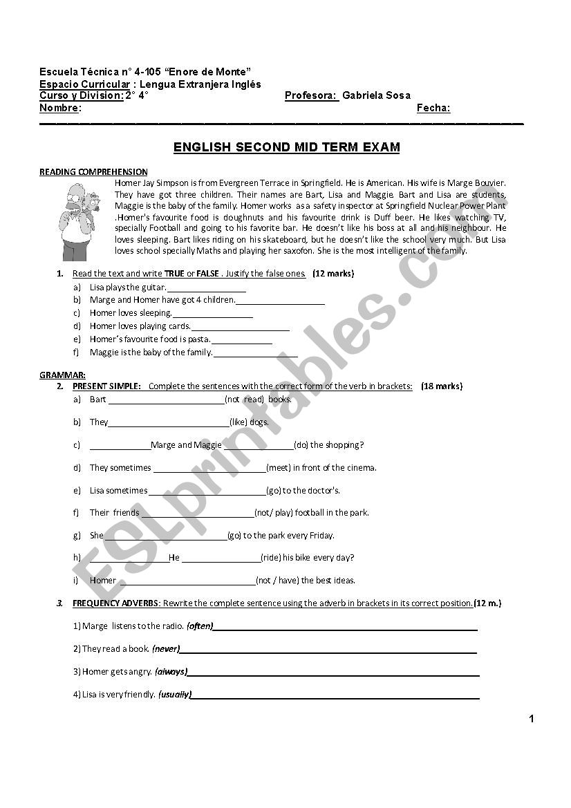 mid term exam  worksheet