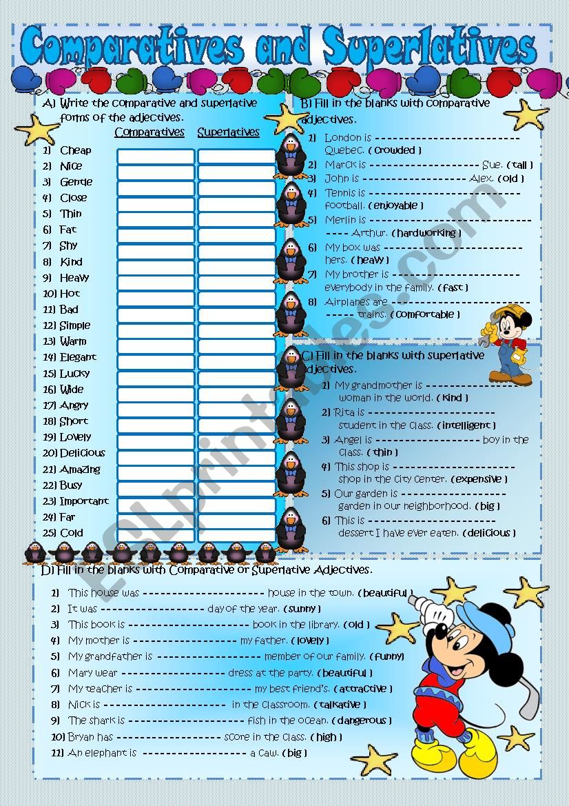 comparatives and superlatives worksheet