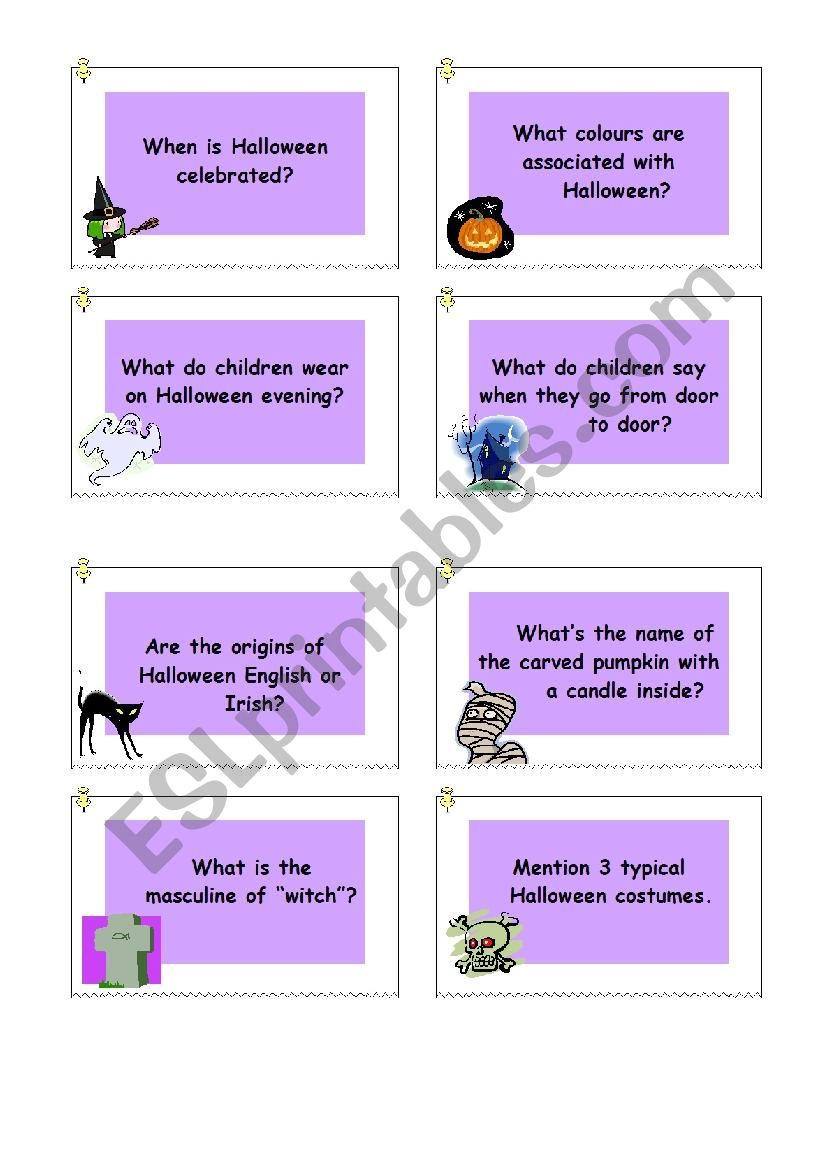 Halloween cards worksheet