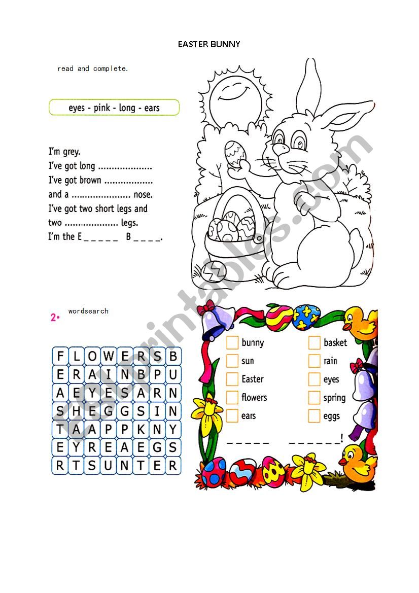 easter bunny worksheet