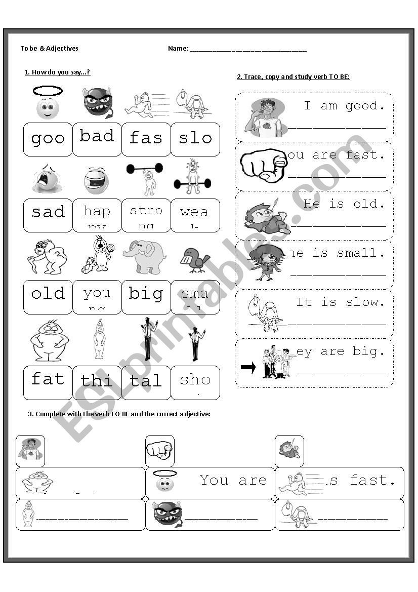 verb to be and adjectives worksheet