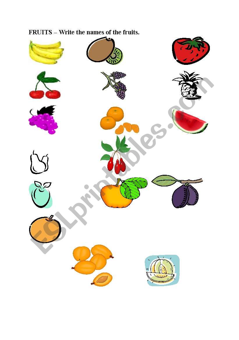 fruit with pictures worksheet