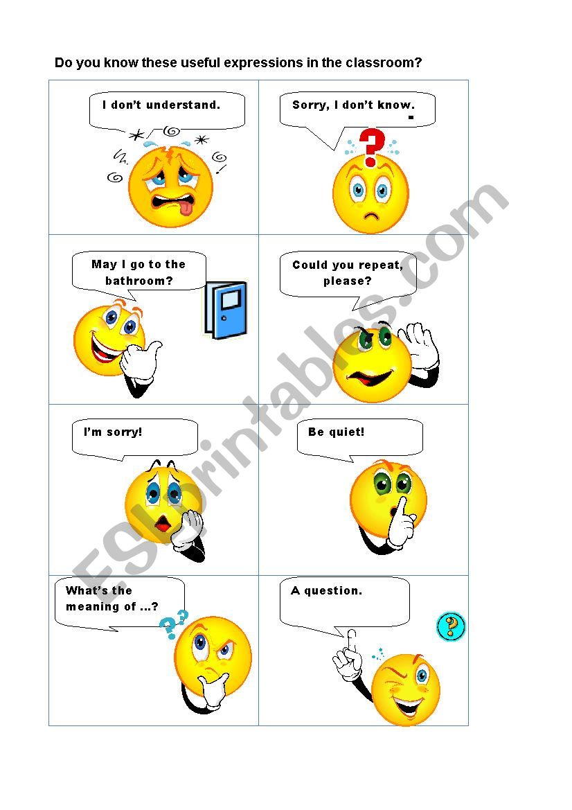 classroom language worksheet