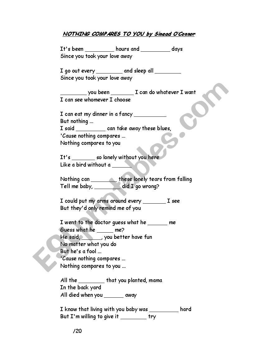 Songs worksheet